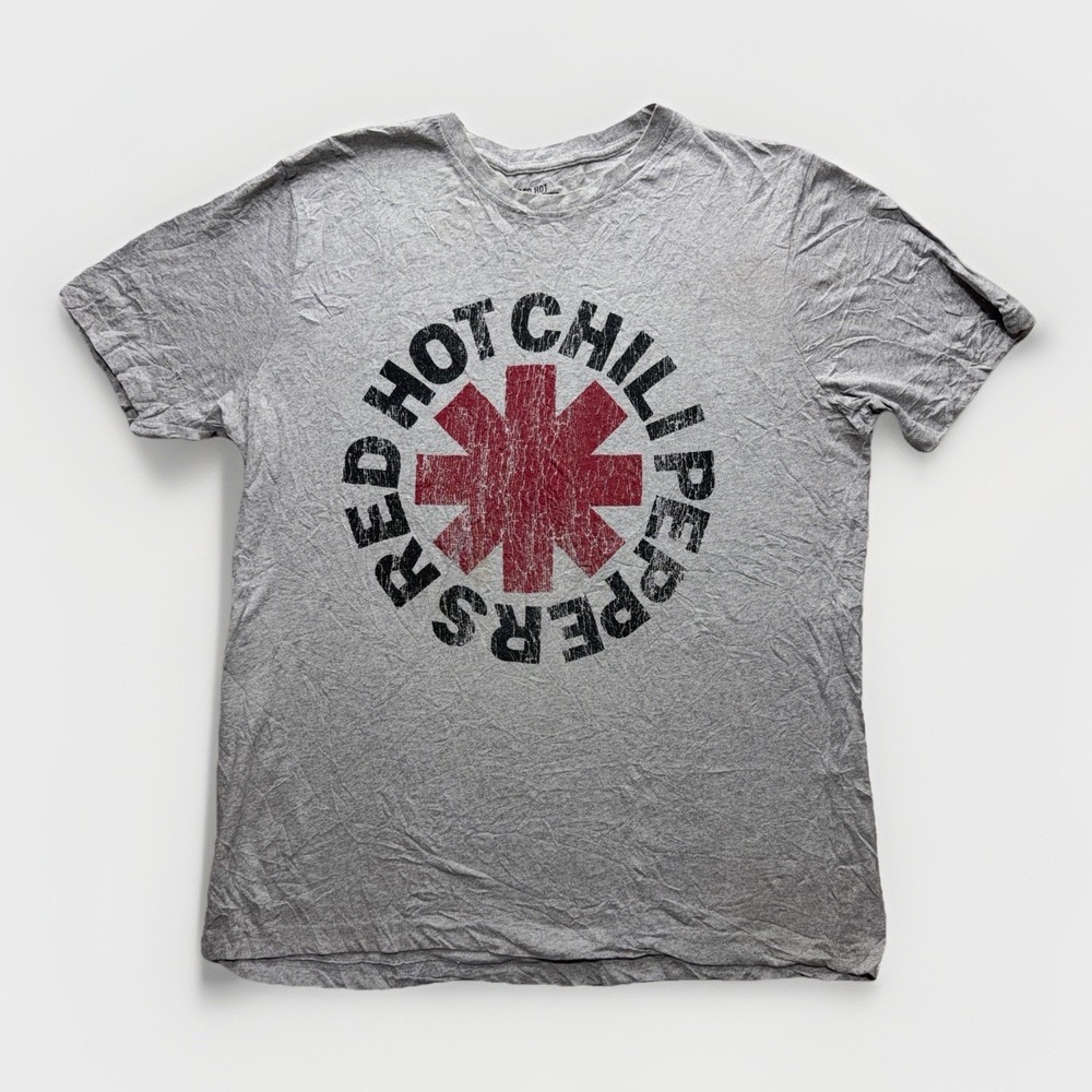 Red Hot Chili Peppers Shirt Mens XL Gray Red Rock Band Music Tour Distressed Men